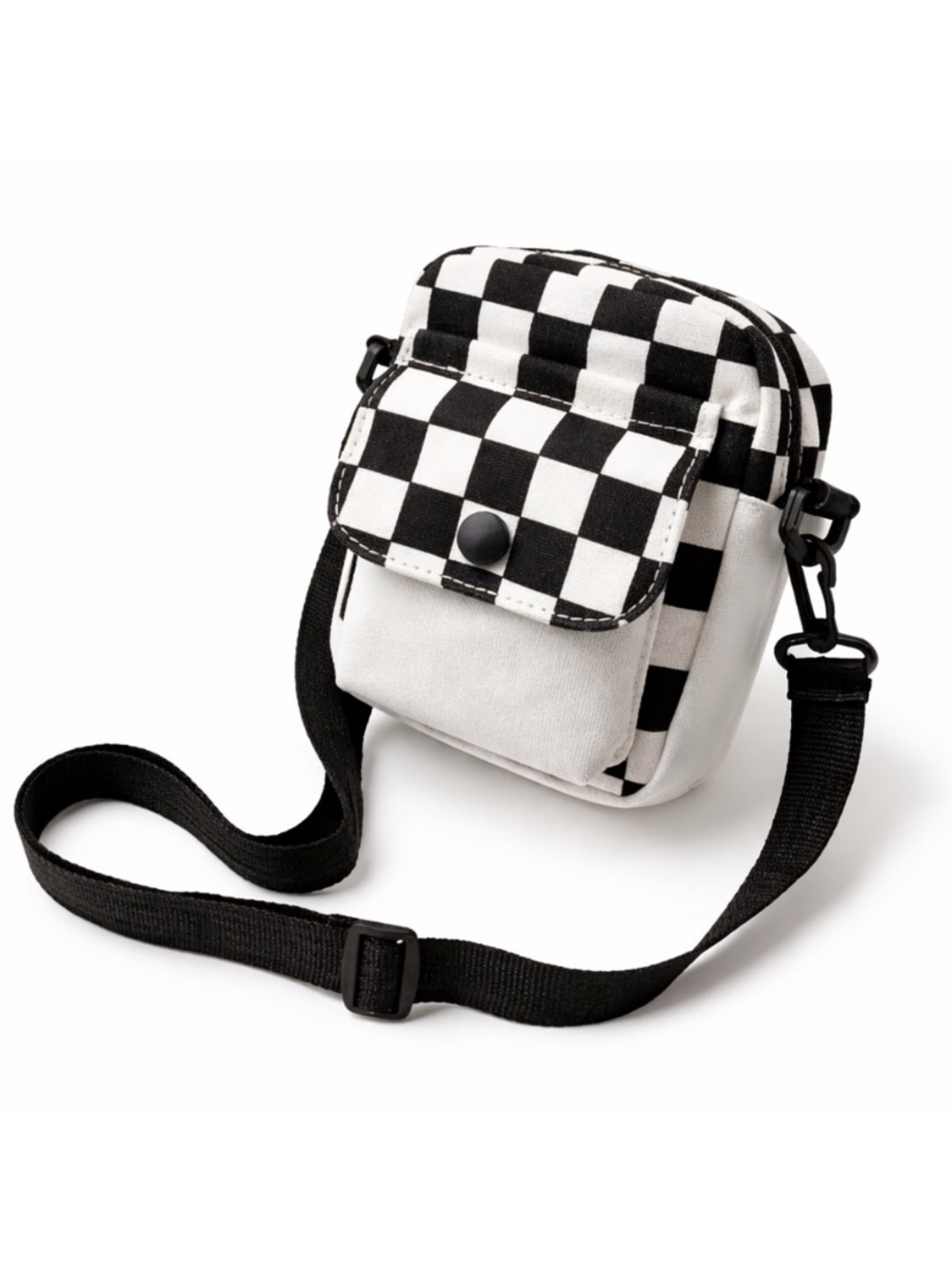 Black White Checkered Mini Crossbody Bag Y2K Checkerboard Streetwear